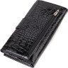 Лакований вертикальний чоловічий гаманець з натуральної шкіри з тисненням під крокодила CANPELLINI (2421842) - 2