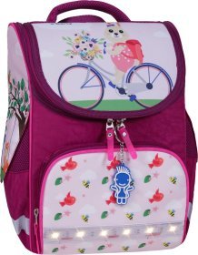 Каркасный школьный рюкзак для девочек из текстиля с принтом Bagland 53306