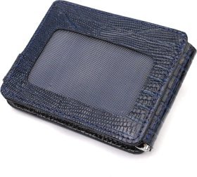 Синий мужской зажим для денег из натуральной кожи с тиснением CANPELLINI (2421942)