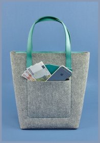 Женская сумка шоппер с бирюзовыми кожаными вставками BlankNote D.D. (12683)