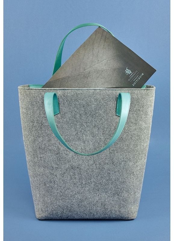 Женская сумка шоппер с бирюзовыми кожаными вставками BlankNote D.D. (12683)