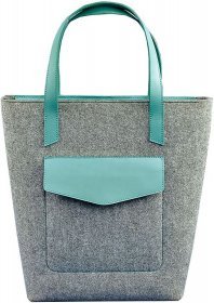 Жіноча сумка шоппер з бірюзовими шкіряними вставками BlankNote D.D. (12683)