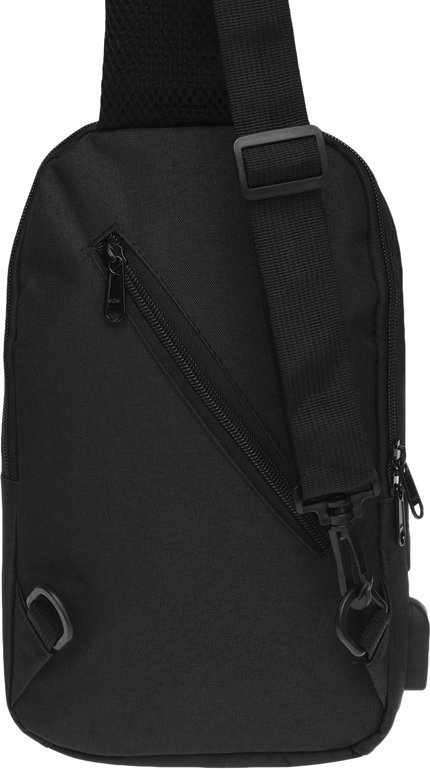 Мужская сумка-слинг из черного полиэстера в среднем размере Remoid (21942)