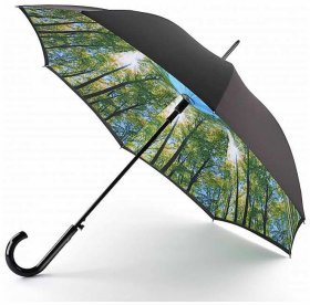 Зонт-трость женский Fulton Bloomsbury-2 L754-036600 Sunburst (Трость, полуавтомат, черного цвета с принтом летнего парка) 93906