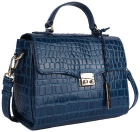 Сумка женская из натарульной кожи с фактурой под рептилию Ashwood 94006