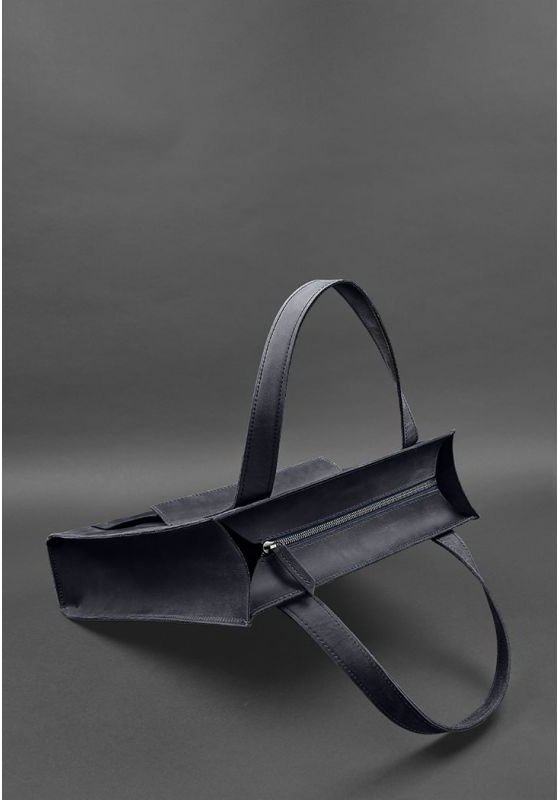 Вместительная сумка шоппер темно-синего цвета из натуральной кожи BlankNote Бэтси (12824)