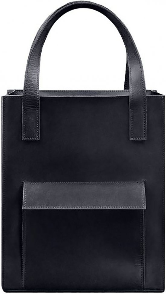 Вместительная сумка шоппер темно-синего цвета из натуральной кожи BlankNote Бэтси (12824)