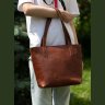 Жіноча шкіряна сумка-шоппер середнього розміру у кольорі коньяк Grande Pelle (19063) - 3