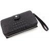Жіночий гаманець-клатч чорного кольору з натуральної шкіри під крокодила KARYA (19968) - 3