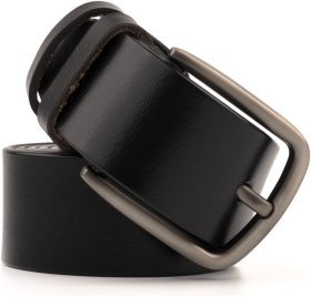 Чоловічий чорний шкіряний ремінь під штани з класичною пряжкою Vintage 2420316