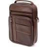 Темно-коричнева чоловіча сумка-барсетка з натуральної шкіри на блискавці Vintage (20434) - 1