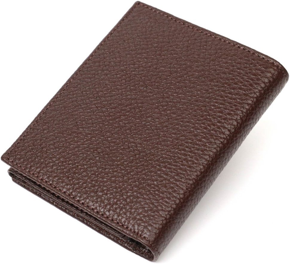 Компактний чоловічий гаманець із натуральної зернистої шкіри без застібки BOND (2421989)
