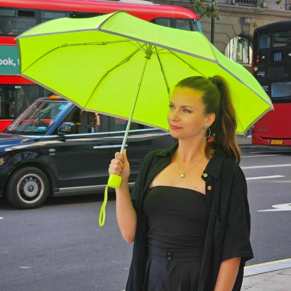 Зонт женский Fulton L353-040881 UV Minilite-1 Neon (Круглый купол, однотонный неоновый лимонный) 94206 modnotak фото №2