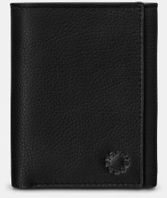 Мужское компактное портмоне кожаное черного цвета Yoshi 94406