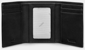 Мужское компактное портмоне кожаное черного цвета Yoshi 94406