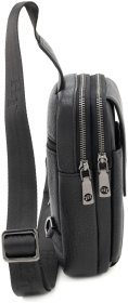 Мужская небольшая сумка-слинг из натуральной кожи в черном цвете H.T Leather 94506