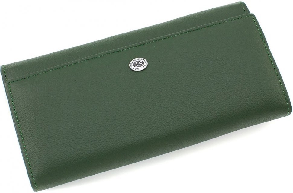 Темно-зелений багатофункціональний жіночий гаманець з натуральної шкіри ST Leather (19090)