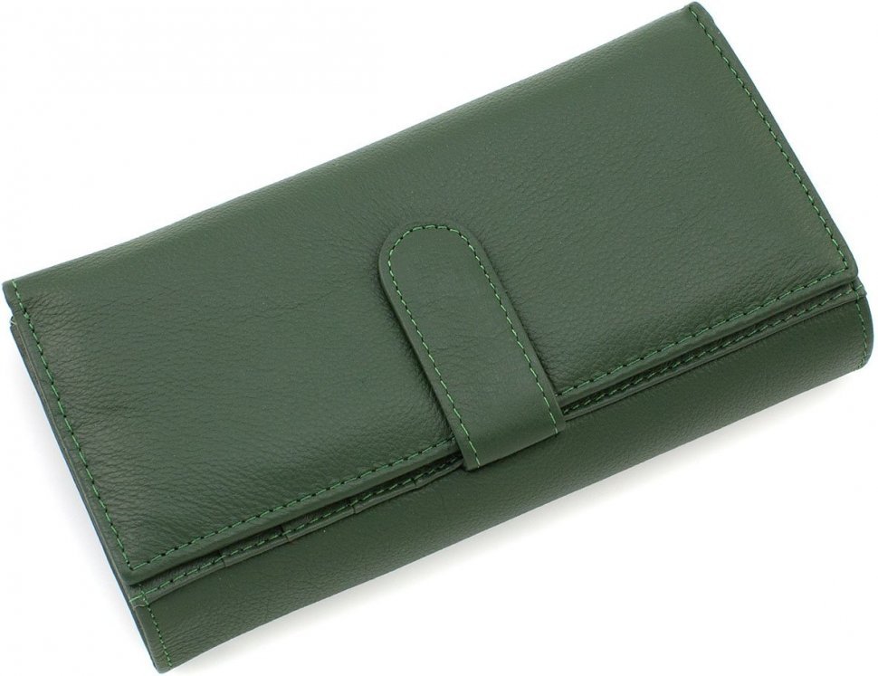 Темно-зелений багатофункціональний жіночий гаманець з натуральної шкіри ST Leather (19090)