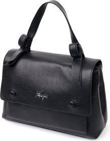 Ділова жіноча сумка із натуральної шкіри чорного кольору KARYA (2420892)