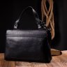 Деловая женская сумка из натуральной кожи черного цвета KARYA (2420892) - 10