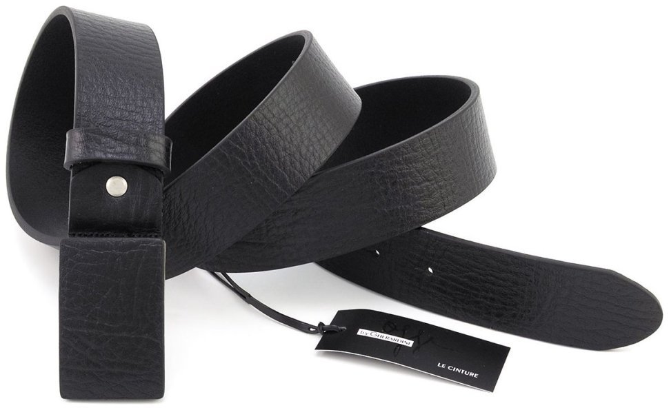 Итальянский кожаный ремень с кожаной пряжкой гвоздь Gherardini 40826 черный modnotak фото №3