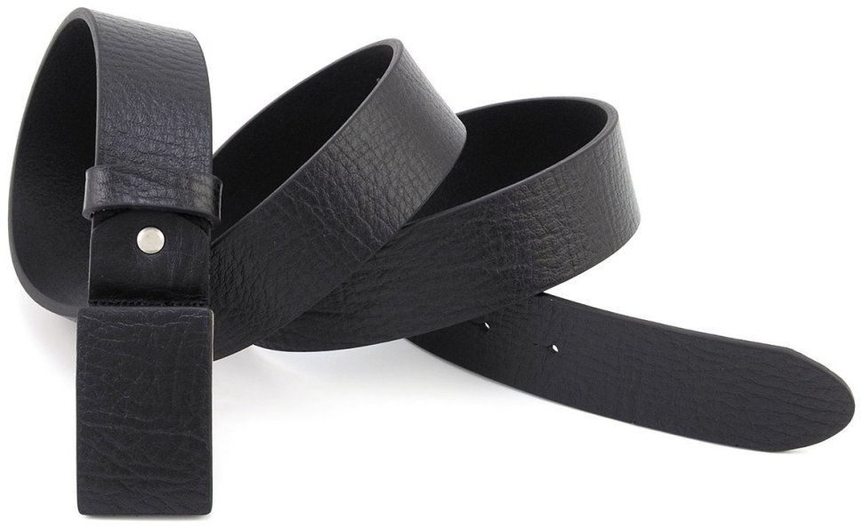 Итальянский кожаный ремень с кожаной пряжкой гвоздь Gherardini 40826 черный modnotak фото №4