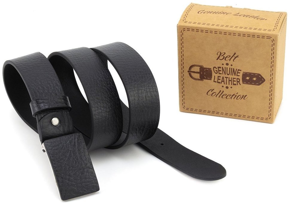 Итальянский кожаный ремень с кожаной пряжкой гвоздь Gherardini 40826 черный modnotak фото №7