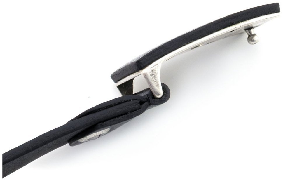 Итальянский кожаный ремень с кожаной пряжкой гвоздь Gherardini 40826 черный modnotak фото №6