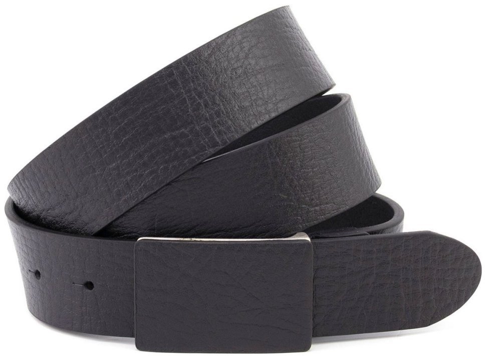 Итальянский кожаный ремень с кожаной пряжкой гвоздь Gherardini 40826 черный modnotak фото №1