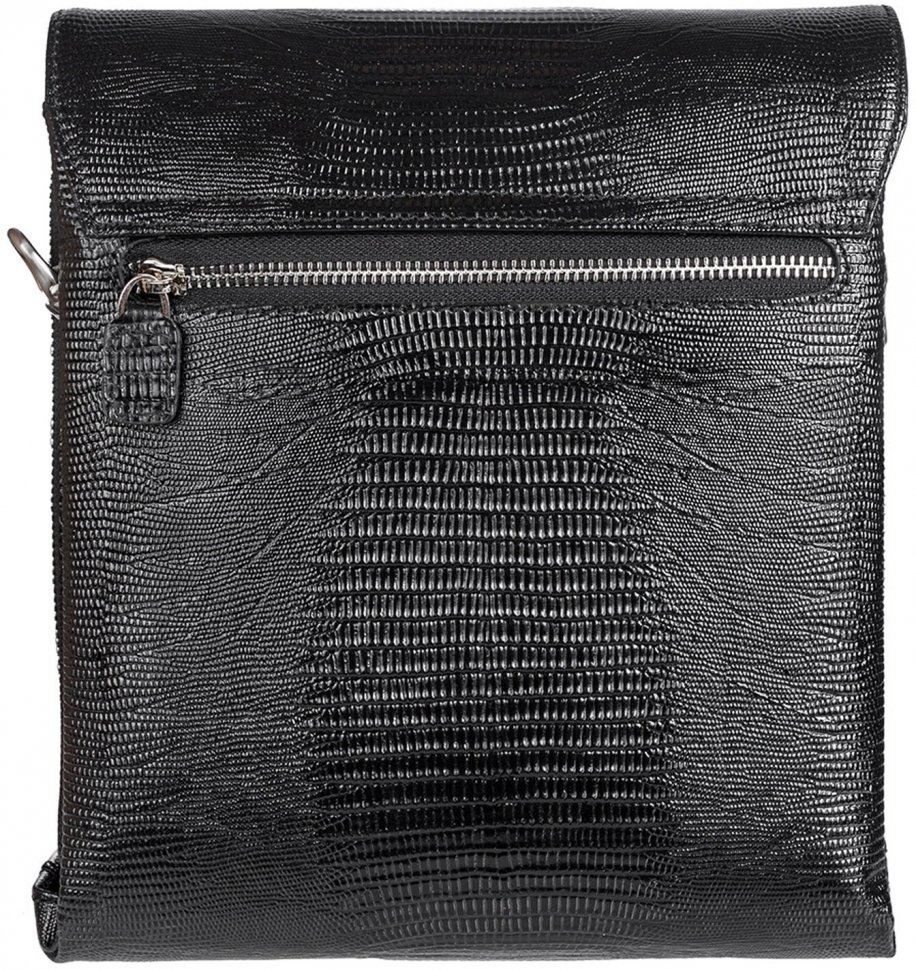 Чорна наплічна сумка з натуральної шкіри з тисненням Desisan (3026-143)