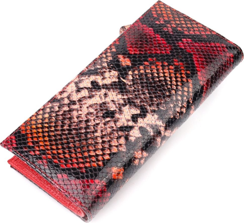 Різнобарвний жіночий гаманець із натуральної шкіри під рептилію KARYA (2421092)