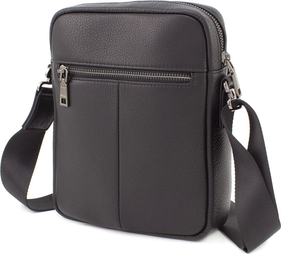 Черная повседневная мужская сумка из высококачественной кожи Marco Coverna (21075)