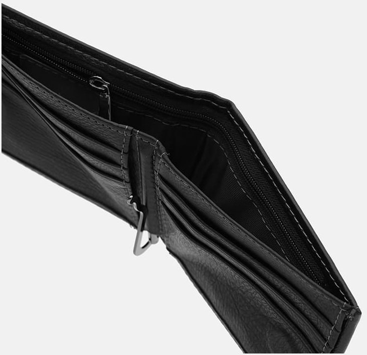 Чоловічий горизонтальний шкіряний портмоне чорного кольору на магнітах Ricco Grande 65006