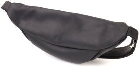 Класична чоловіча сумка-бананка з вінтажної шкіри чорного кольору Shvigel 95106