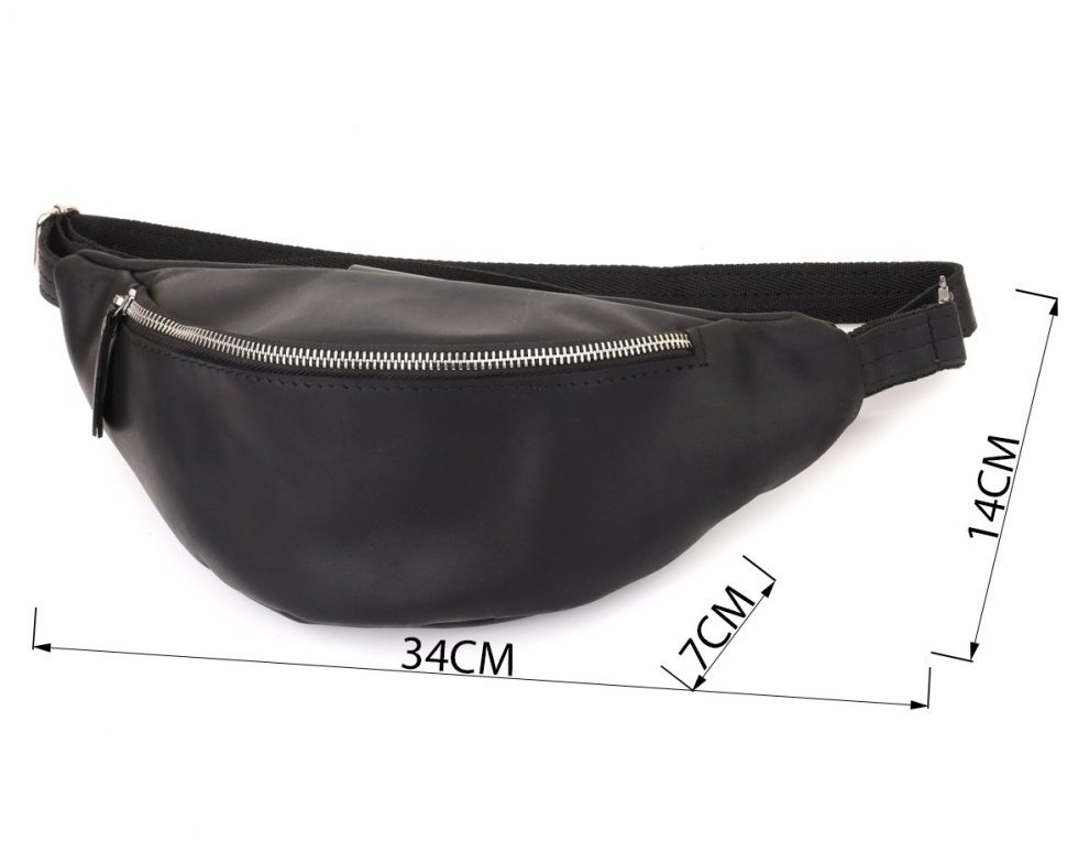 Классическая мужская сумка бананка из винтажной кожи черного цвета Shvigel 95106 фото №3 Классическая мужская сумка бананка из винтажной кожи черного цвета Shvigel 95106 modnotak фото №3