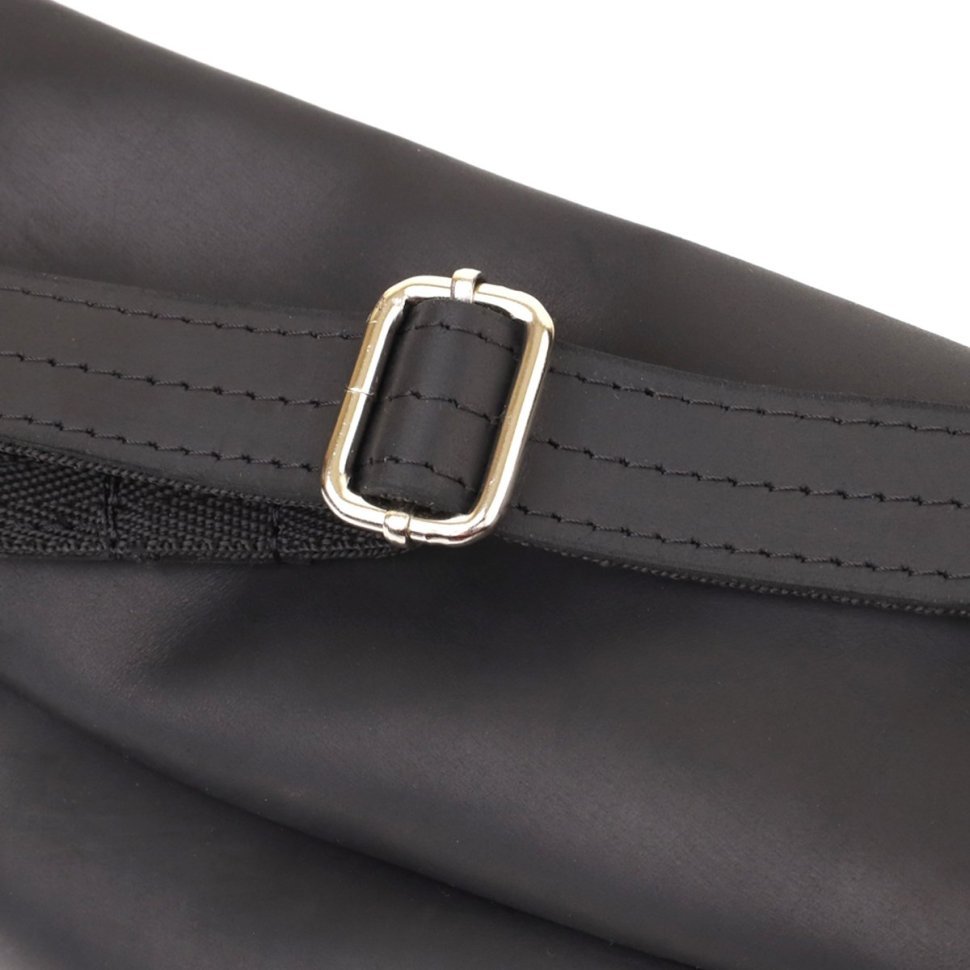 Классическая мужская сумка бананка из винтажной кожи черного цвета Shvigel 95106 фото №6 Классическая мужская сумка бананка из винтажной кожи черного цвета Shvigel 95106 modnotak фото №6