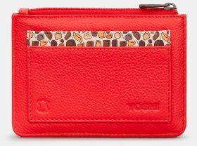 Женский кожаный кардхолдер Yoshi Y1219 Morton красного цвета с нашивкой жирафа 95506