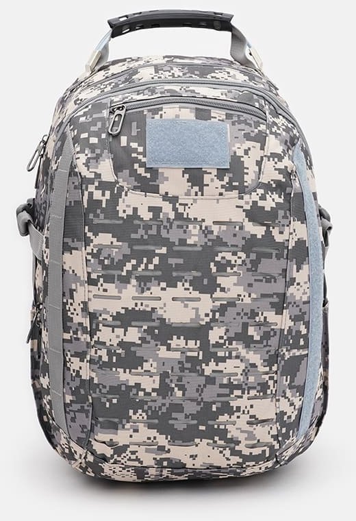 Серый текстильный мужской тактический рюкзак с принтом пиксель Monsen (56006)
