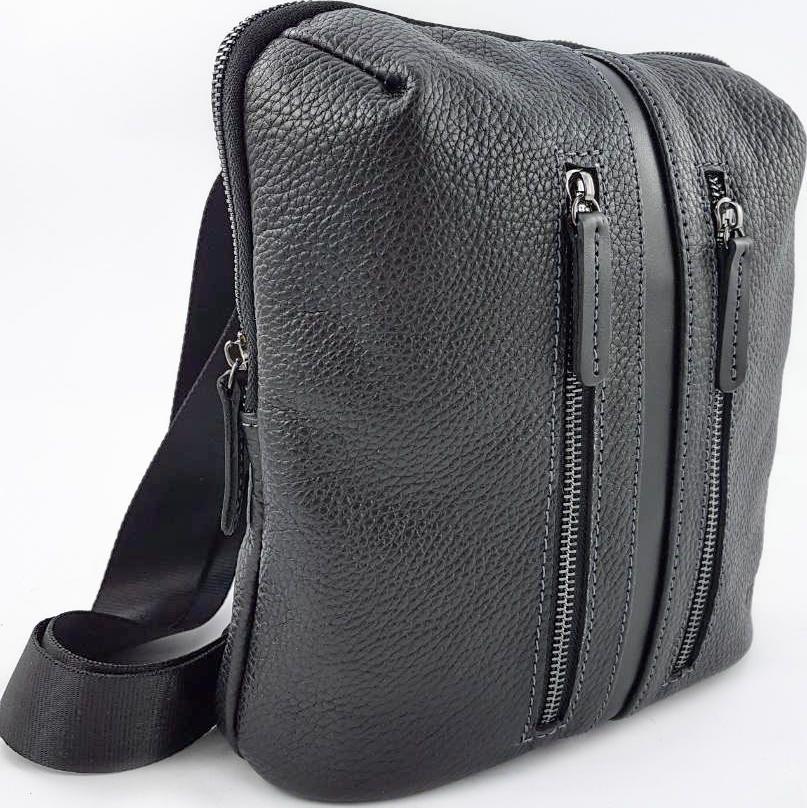 Стильная компактная мужская сумка через плечо черная VATTO (11848)