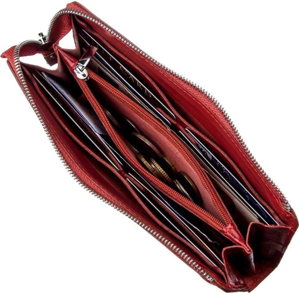 Червоний жіночий гаманець з натуральної шкіри на блискавці SHVIGEL (2416185)