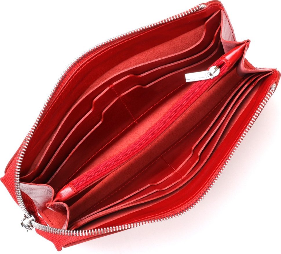 Красный женский кошелек из натуральной кожи на молнии SHVIGEL (2416185)