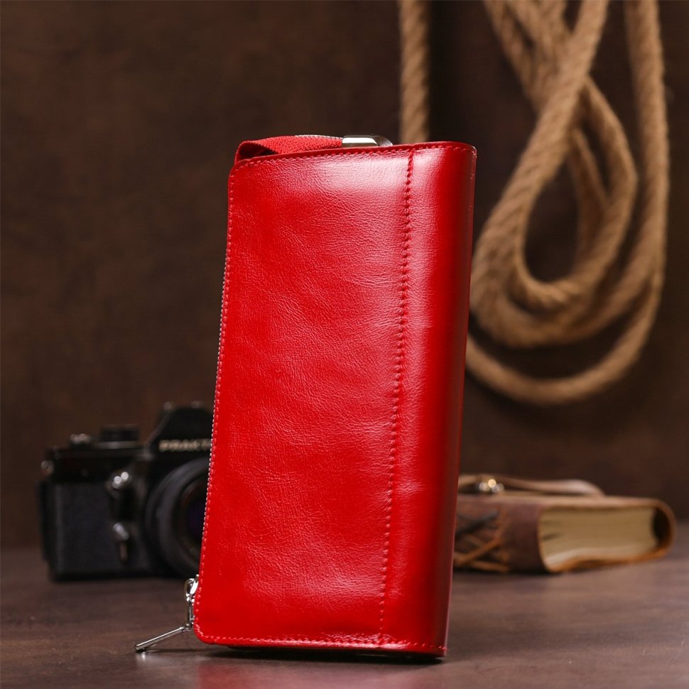 Красный женский кошелек из натуральной кожи на молнии SHVIGEL (2416185)