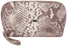 Кожаная женская косметичка с кистевым ремешком Desisan 106806 под рептилию бежевая