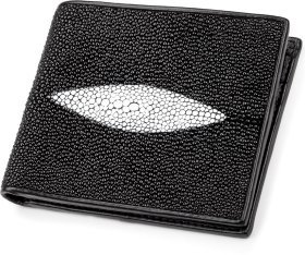 Тонкое черное портмоне из настоящей кожи морского ската STINGRAY LEATHER (024-18009)