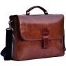 Мужской кожаный портфель коричневого цвета с клапаном Issa Hara (21194) - 3