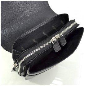 Мужская сумка планшет из натуральной зернистой кожи с клапаном на магните Desisan 107306 черного цвета