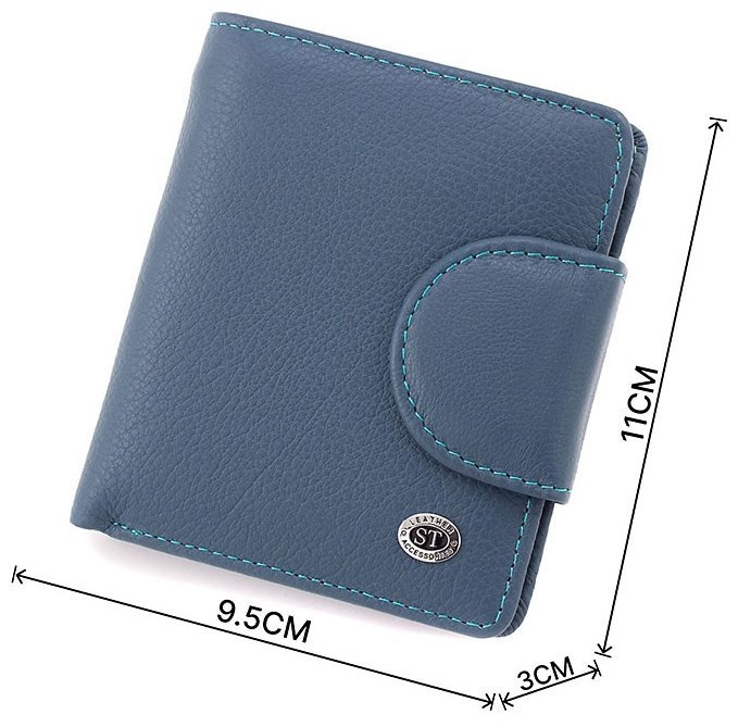 Женский кожаный кошелек насыщенного синего цвета с фиксацией на магнит ST Leather 1767306 modnotak фото №3