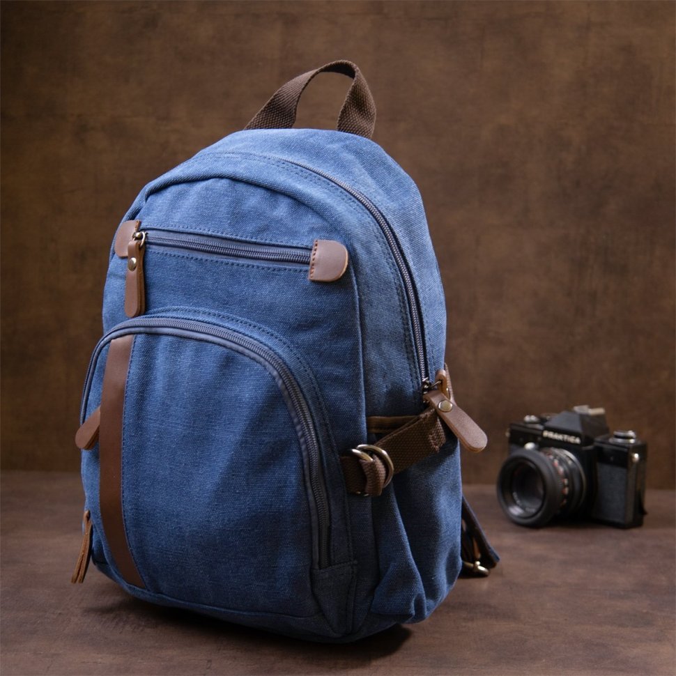 Яскравий синій рюкзак з текстилю великого розміру Vintage (20602)