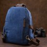 Яркий синий рюкзак из текстиля большого размера Vintage (20602)  - 9