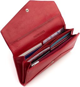 Красный женский кожаный кошелек с ассиметричным клапаном на кнопке ST Leather 1767406